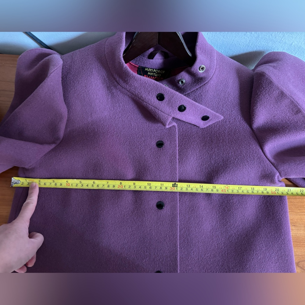 Women's Mauve Pea Coat with Puffed Structured Shoulder - Picture 4 of 14